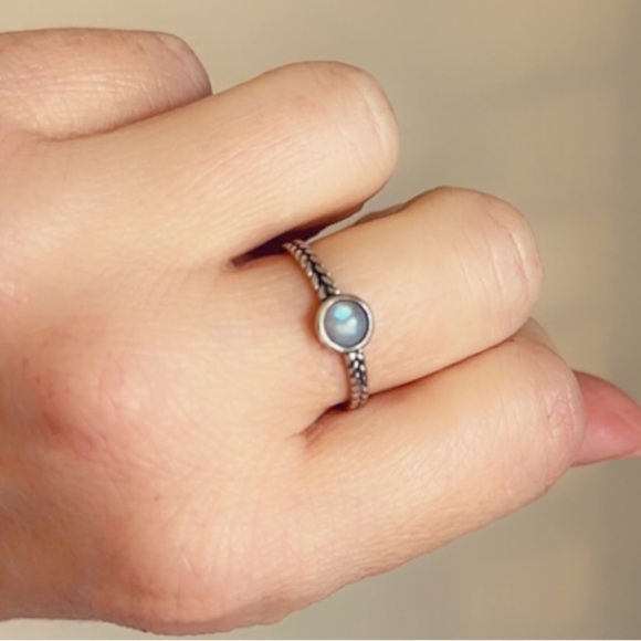 Sterling Silver Dainty Labradorite Ring - Picture 11 of 11